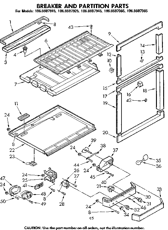 Kenmore 1068607985 breaker and partition parts diagram