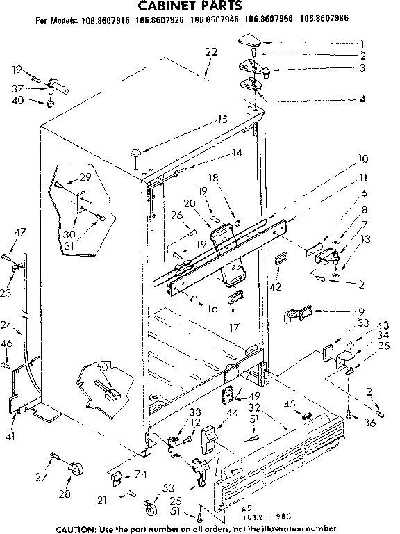 Kenmore 1068607966 cabinet parts diagram