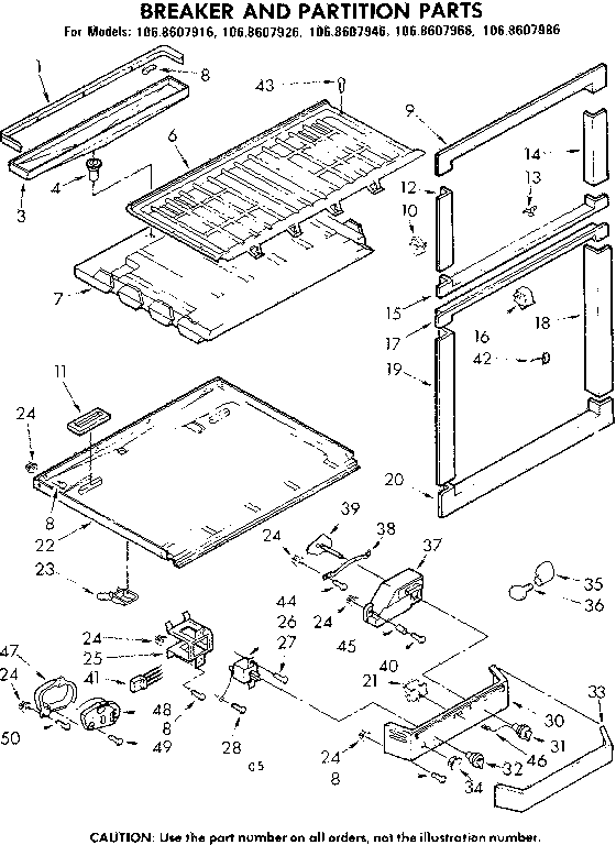 Kenmore 1068607966 breaker and partition parts diagram