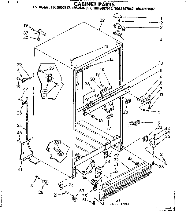 Kenmore 1068607987 cabinet parts diagram