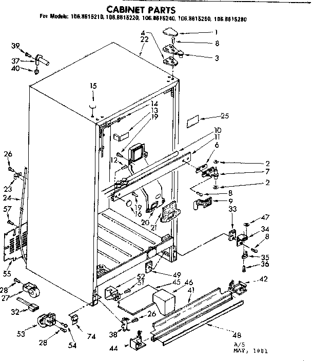 Kenmore 1068615240 cabinet parts diagram