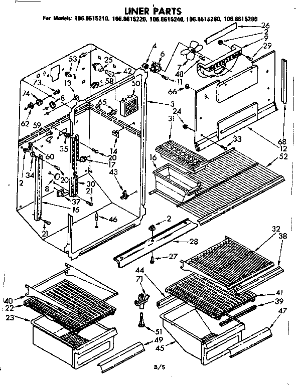 Kenmore 1068615240 liner parts diagram