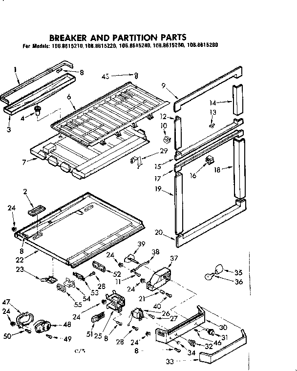 Kenmore 1068615240 breaker and partition parts diagram