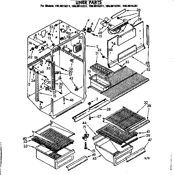 Kenmore 1068615221 liner parts diagram