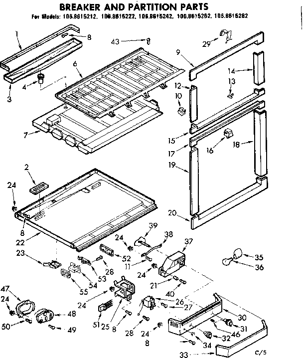 Kenmore 1068615212 breaker and partition parts diagram