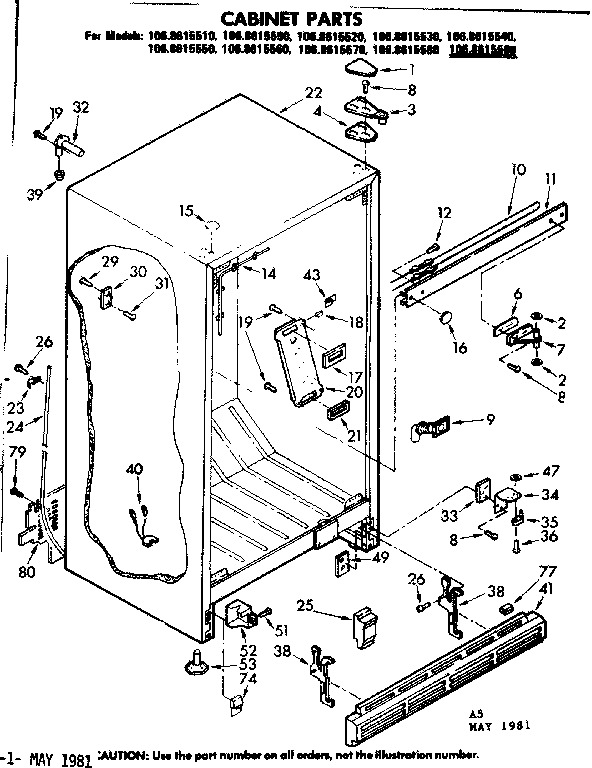 Kenmore 1068615540 cabinet parts diagram