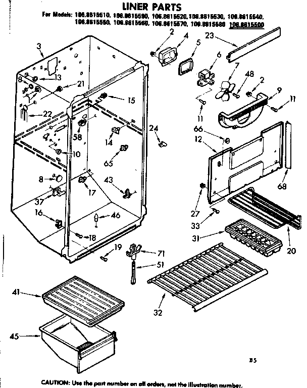 Kenmore 1068615540 liner parts diagram