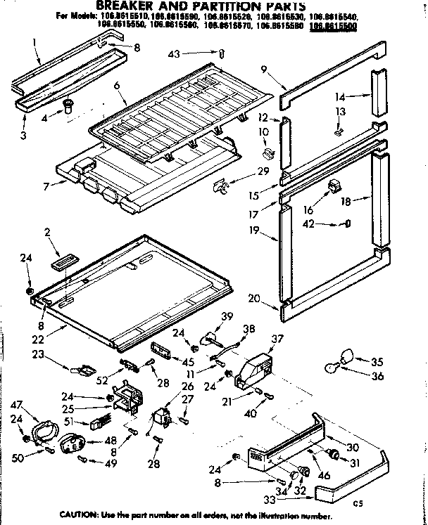 Kenmore 1068615540 breaker and partition parts diagram