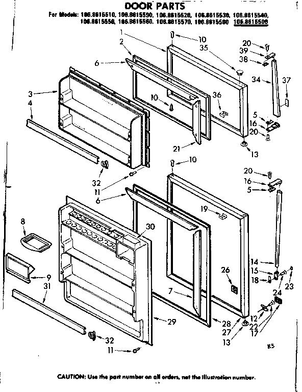 Kenmore 1068615540 door parts diagram