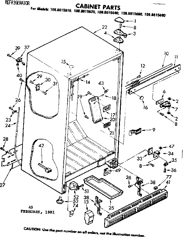 Kenmore 1068615640 cabinet parts diagram