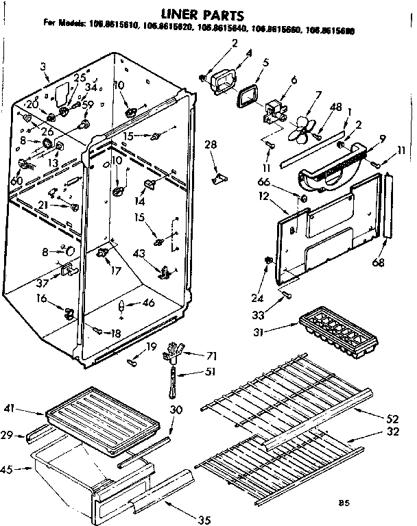 Kenmore 1068615640 liner parts diagram