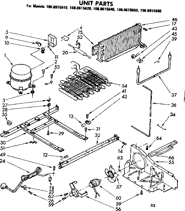 Kenmore 1068615640 unit parts diagram
