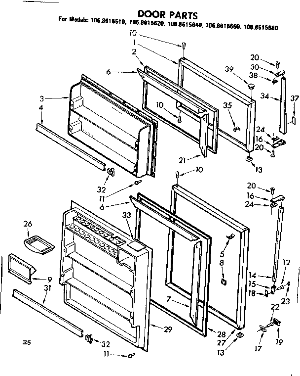 Kenmore 1068615640 door parts diagram
