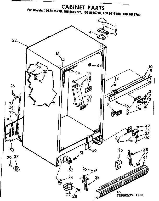 Kenmore 1068615780 cabinet parts diagram