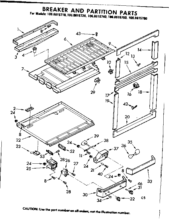 Kenmore 1068615780 breaker and partition parts diagram