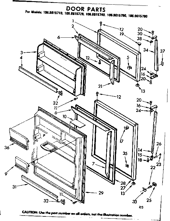Kenmore 1068615780 door parts diagram