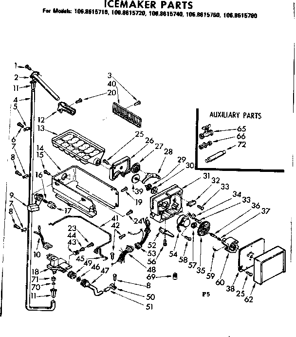 Kenmore 1068615780 icemaker parts diagram