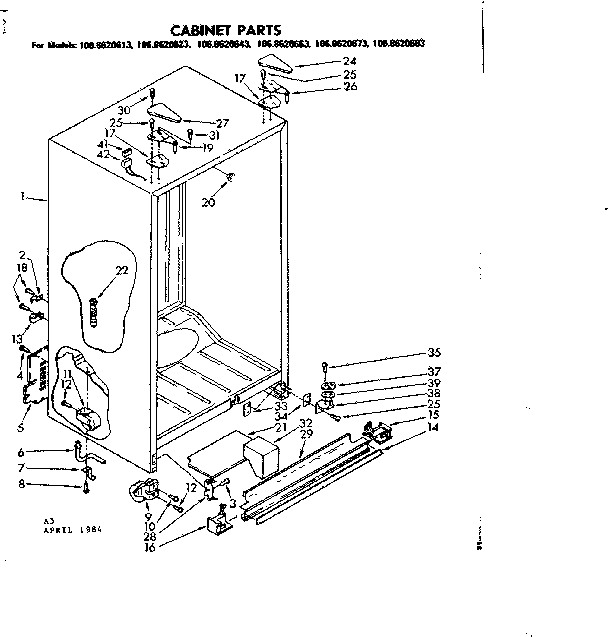 Kenmore 1068620683 cabinet parts diagram