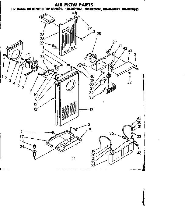 Kenmore 1068620683 air flow parts diagram