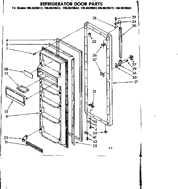 Kenmore 1068620683 door parts diagram