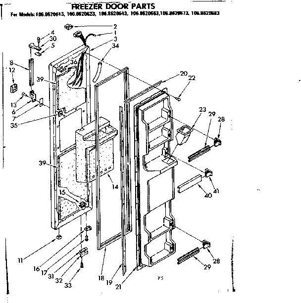 Kenmore 1068620683 freezer door parts diagram