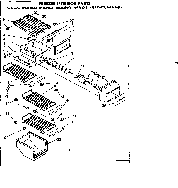 Kenmore 1068620683 freezer interior parts diagram