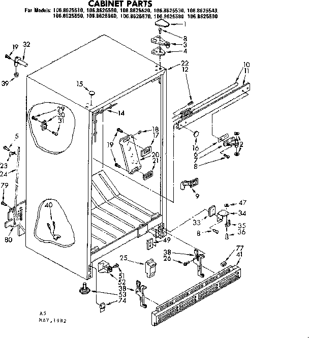 Kenmore 1068625580 cabinet parts diagram
