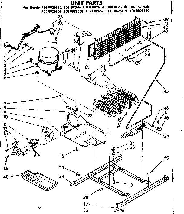 Kenmore 1068625580 unit parts diagram