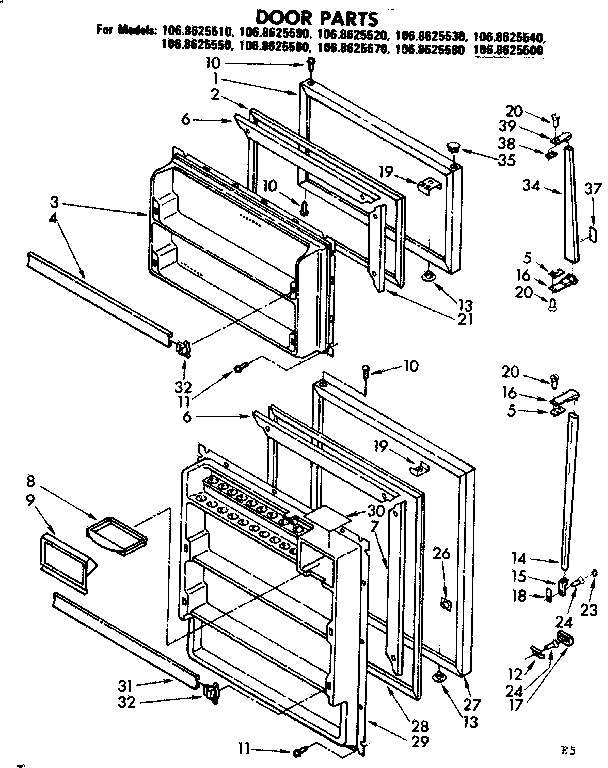 Kenmore 1068625580 door parts diagram