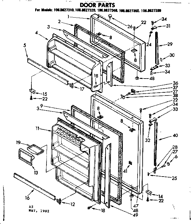 Kenmore 1068627320 door parts diagram