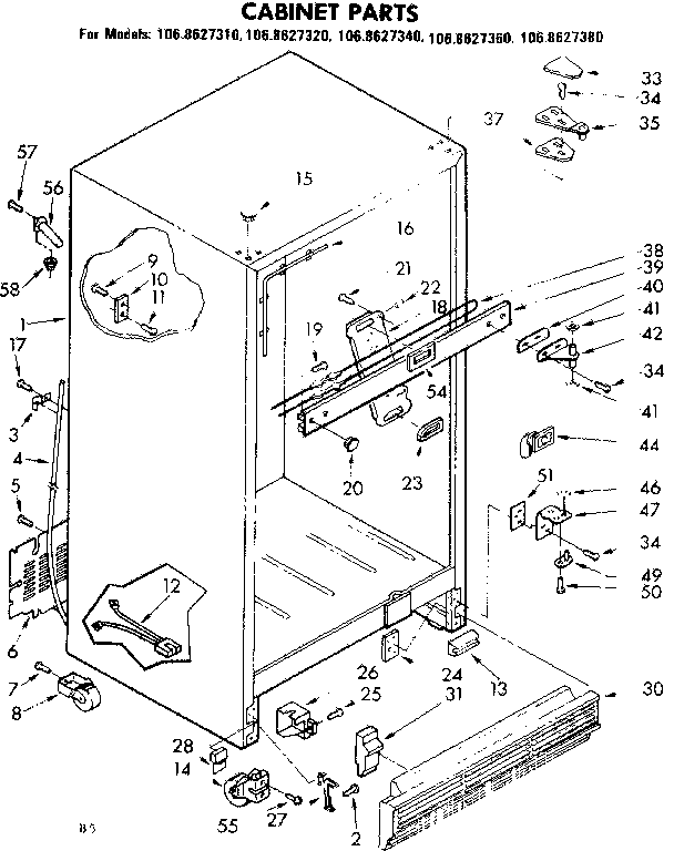 Kenmore 1068627320 cabinet parts diagram