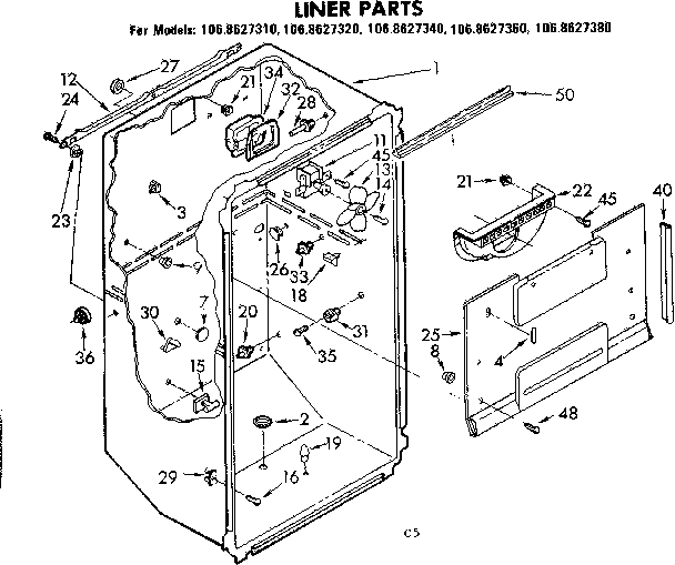 Kenmore 1068627320 liner parts diagram