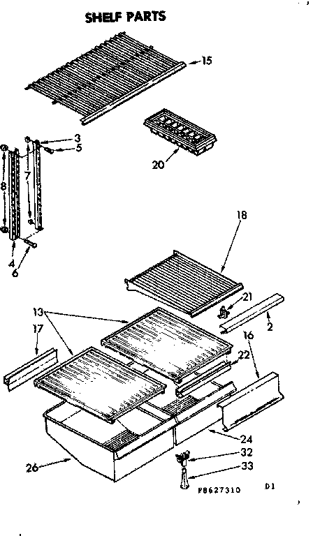 Kenmore 1068627320 shelf parts diagram