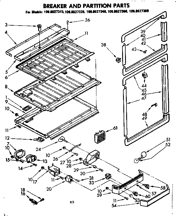 Kenmore 1068627320 breaker and partition parts diagram