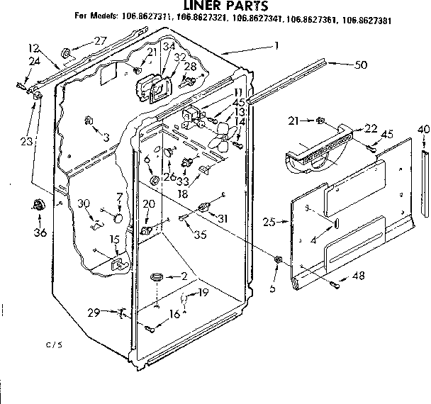 Kenmore 1068627321 liner parts diagram