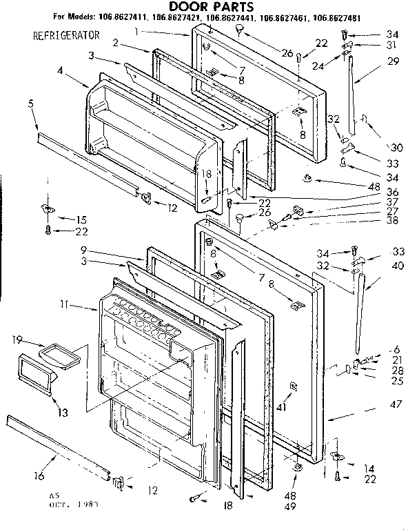 Kenmore 1068627441 door parts diagram