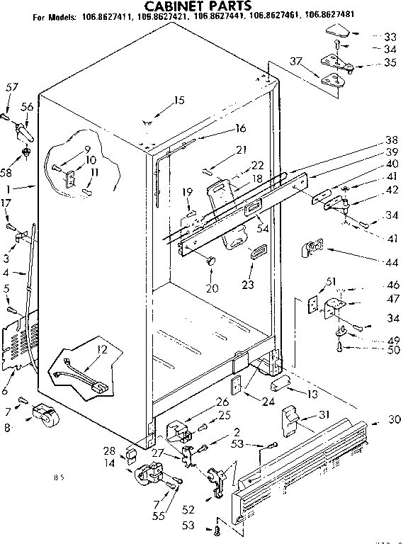 Kenmore 1068627441 cabinet parts diagram