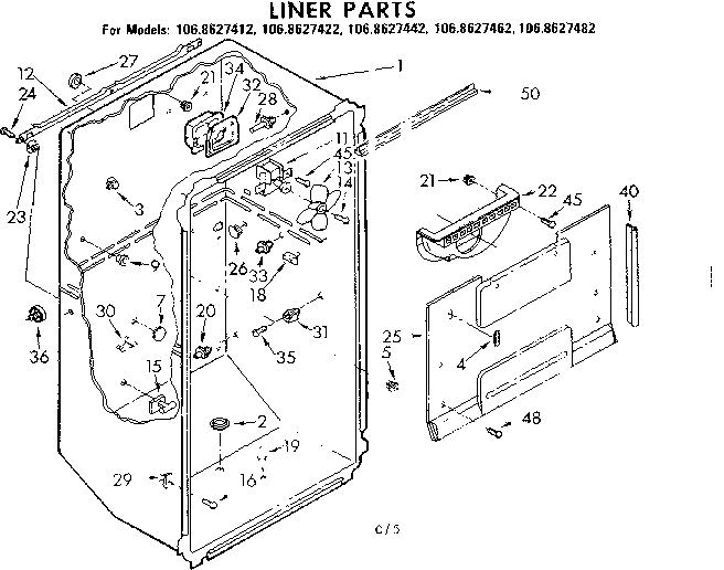 Kenmore 1068627412 liner parts diagram