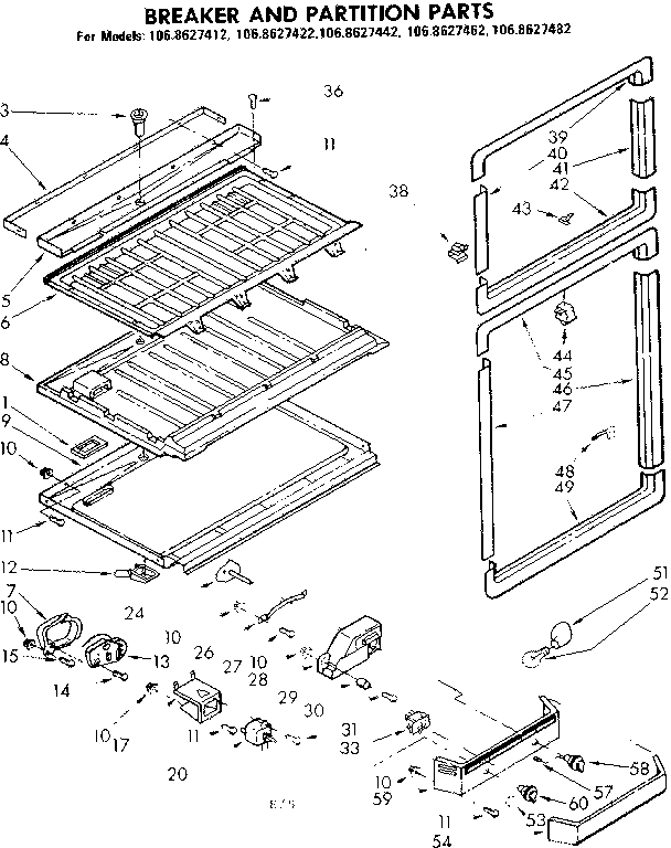 Kenmore 1068627412 breaker and partition parts diagram