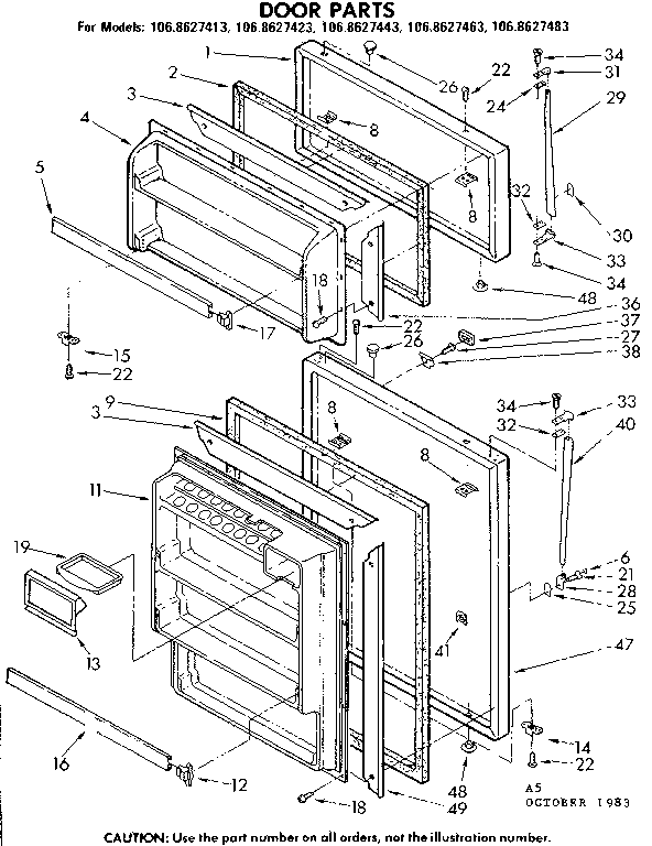 Kenmore 1068627483 door parts diagram