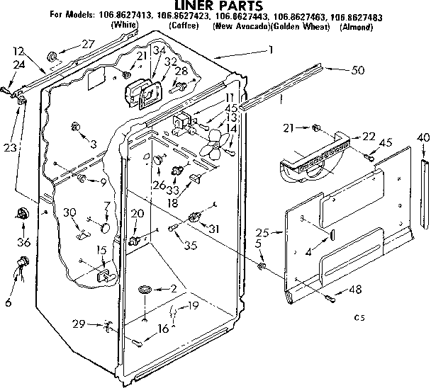 Kenmore 1068627483 liner parts diagram
