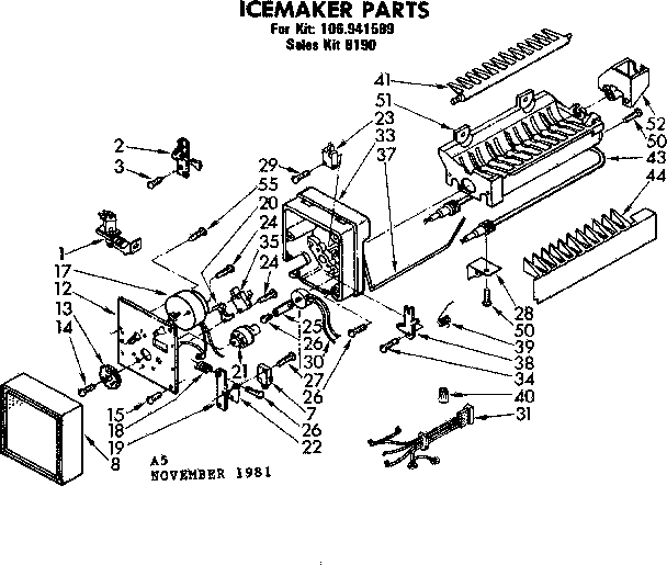Kenmore 106941589 icemaker diagram