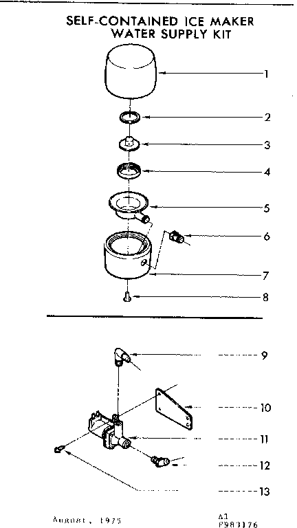 Kenmore 106983176 ice maker water kit diagram