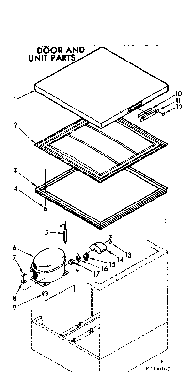 Kenmore 198714062 door and unit parts diagram