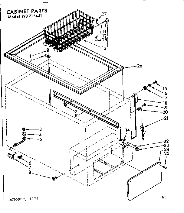 Kenmore 198715441 cabinet parts diagram