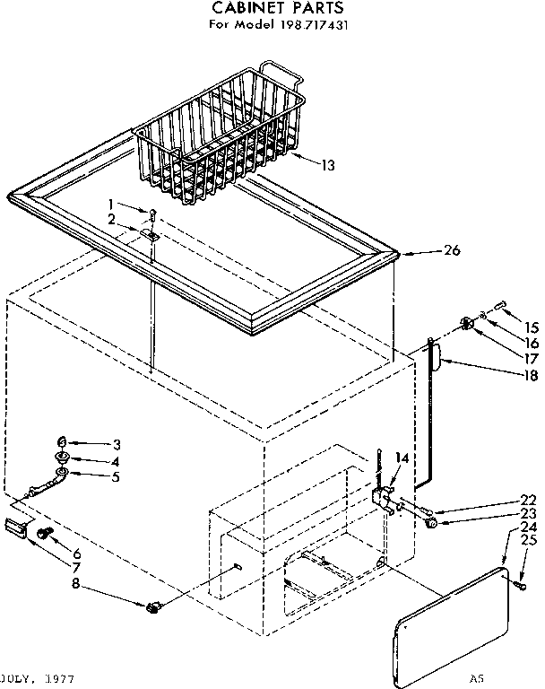 Kenmore 198717431 cabinet parts diagram