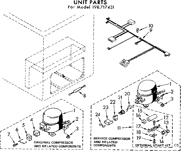 Kenmore 198717431 unit parts diagram