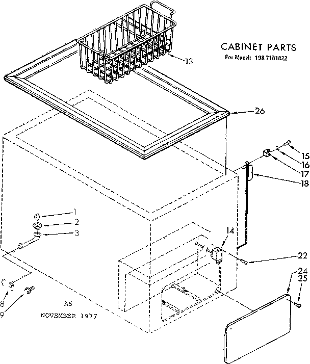 Kenmore 1987181822 cabinet parts diagram