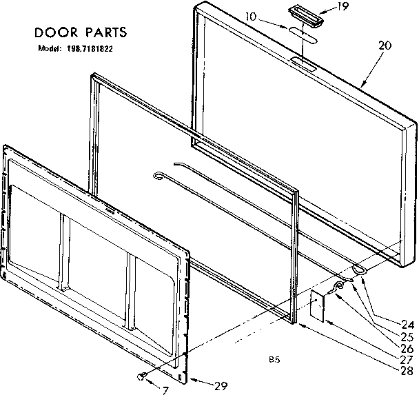 Kenmore 1987181822 door parts diagram
