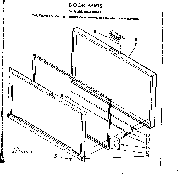 Kenmore 1987191511 door parts diagram